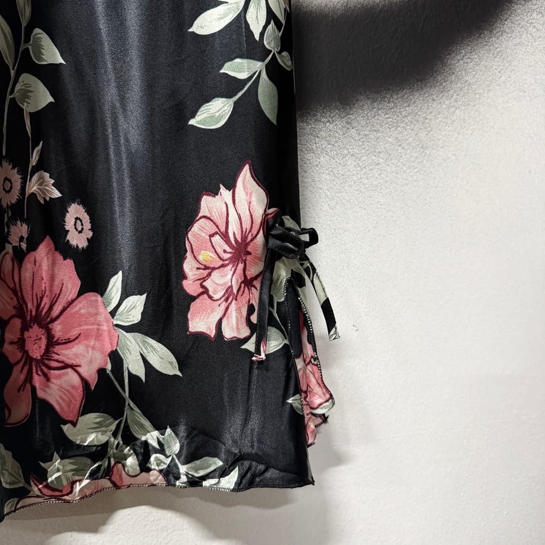 VTG 빈티지 블랙페어리 플로럴 패턴 플레어 새틴 슬립 원피스 상품이미지4