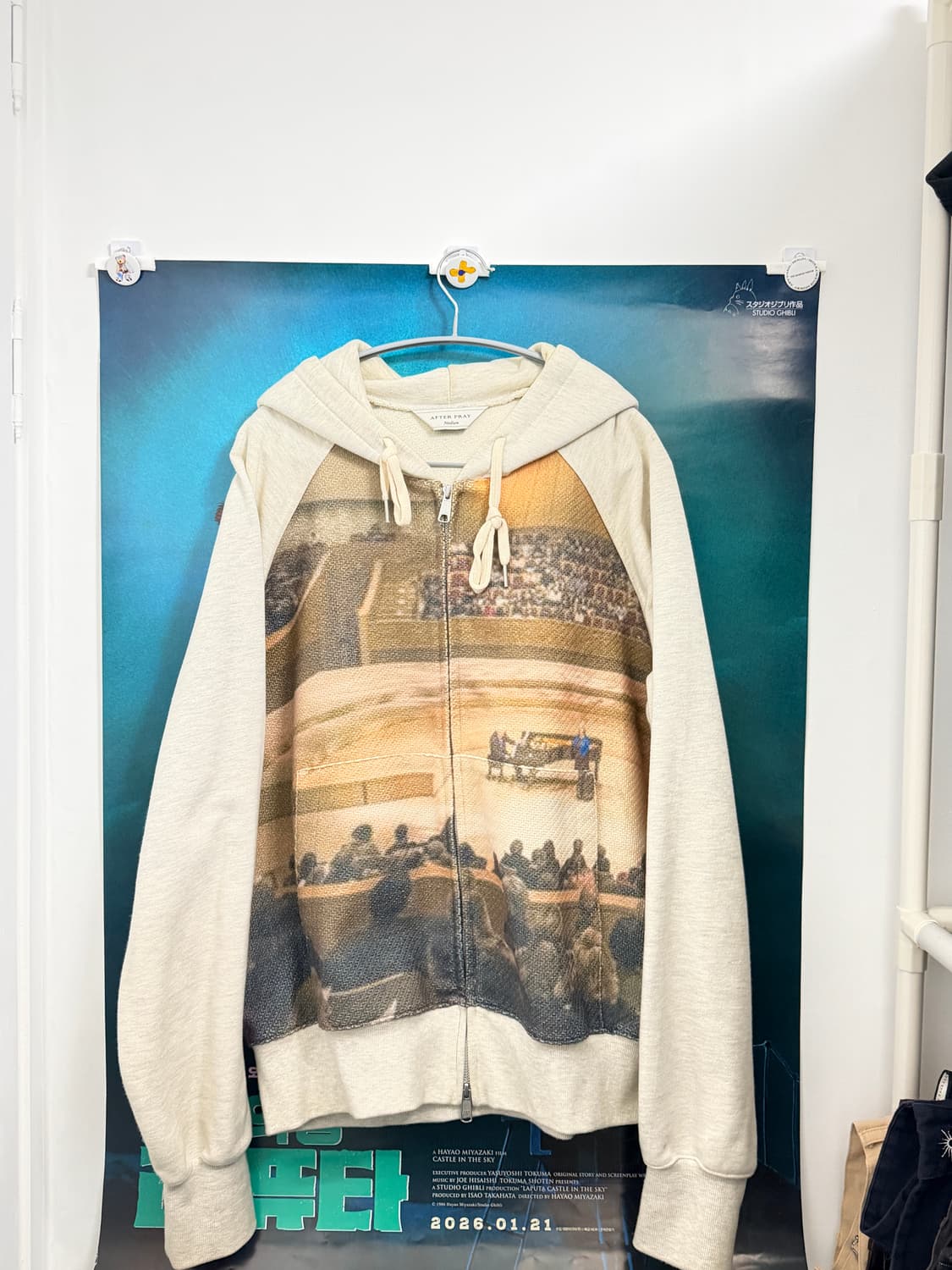 애프터 프레이 / 프린트 패널 후디 집업 멜란지그레이 상품이미지2