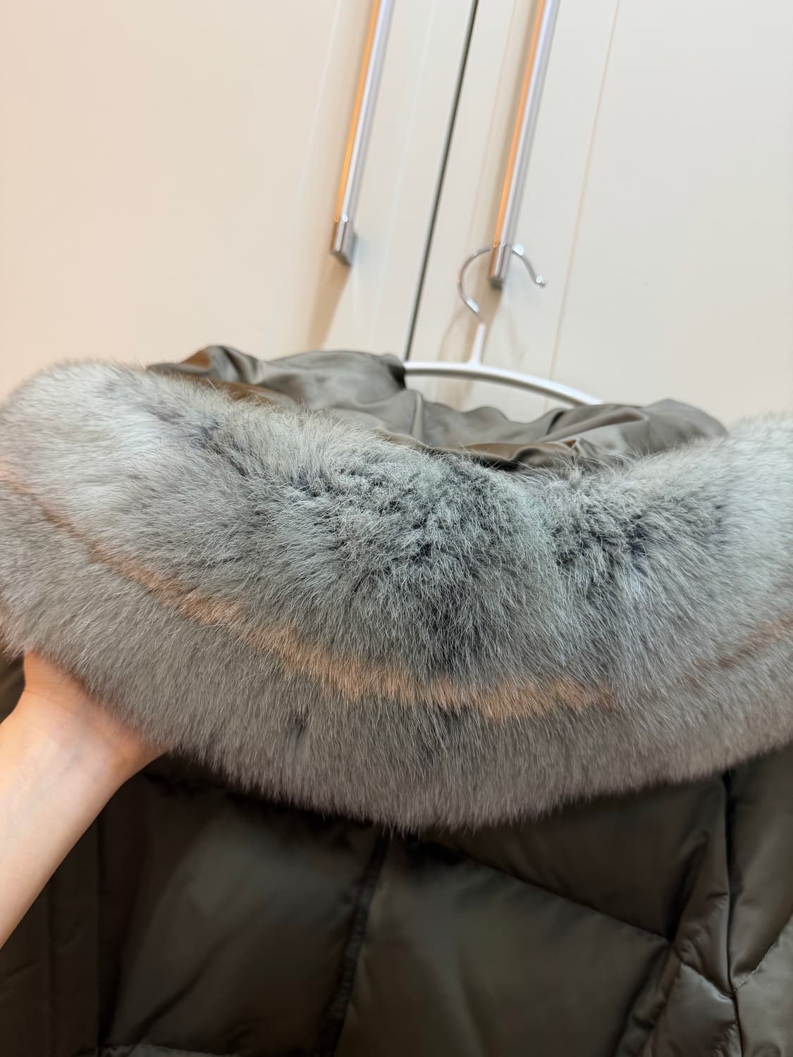 EnC 카키 그레이 롱패딩 오리털 폭스퍼 상품이미지5