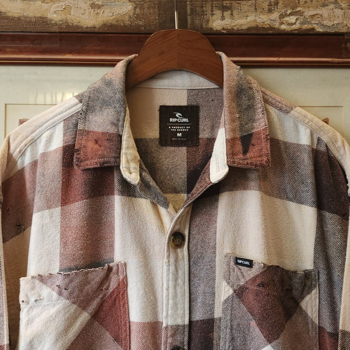 90s 빈티지 체크셔츠 헤비 플란넬 워크셔츠 썬페이딩 셔츠 투포켓 M 상품이미지3