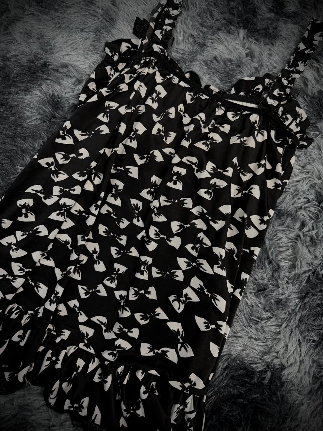 블랙 리본 패턴 캉캉 슬리브리스 상품이미지5