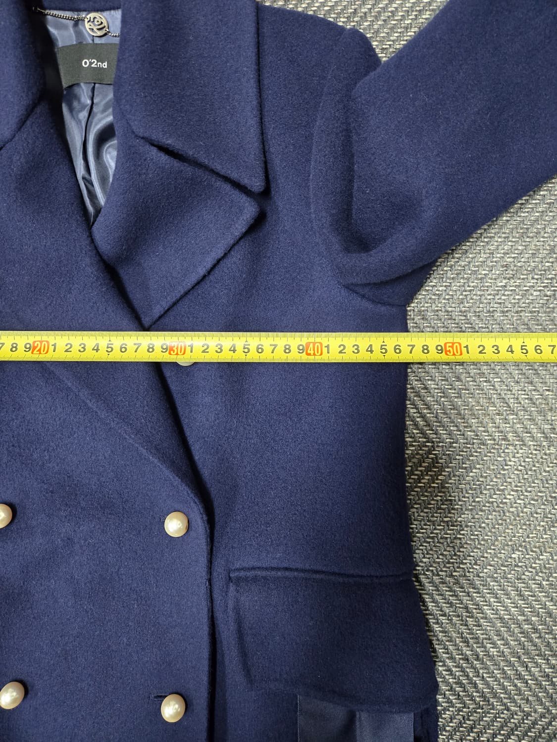 한섬 오즈세컨 O'2nd 네이비 하프코트 모90%캐시미어10%코트 상품이미지7