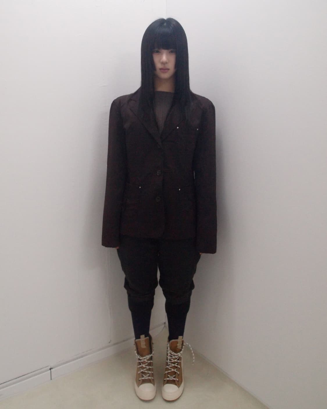 Red brown nylon belted basic jacket  상품이미지1