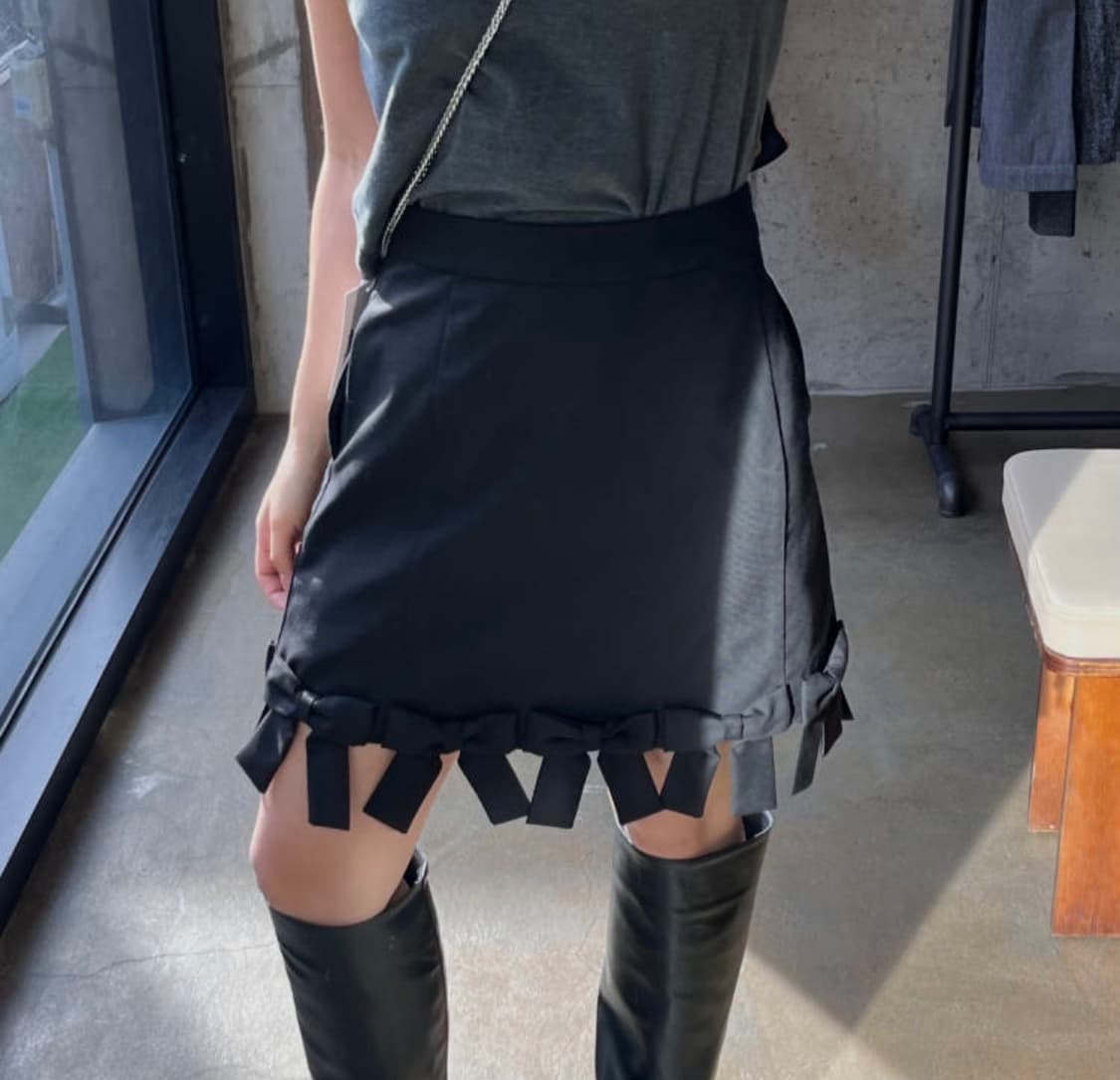 메리제니 리본 장식 스커트 상품이미지1