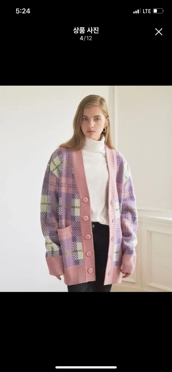 B1A4 공찬 착용 CLIFF 핑크 오버사이즈 체크 가디건 아이브  상품이미지1