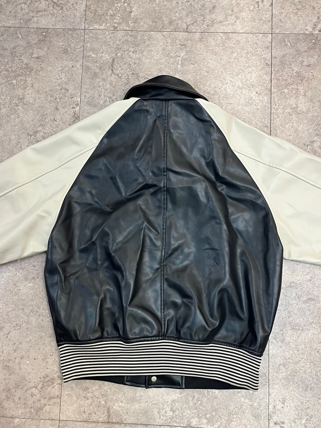 파르티멘토 배색 레더 자켓 블랙 S #csz2641 상품이미지8