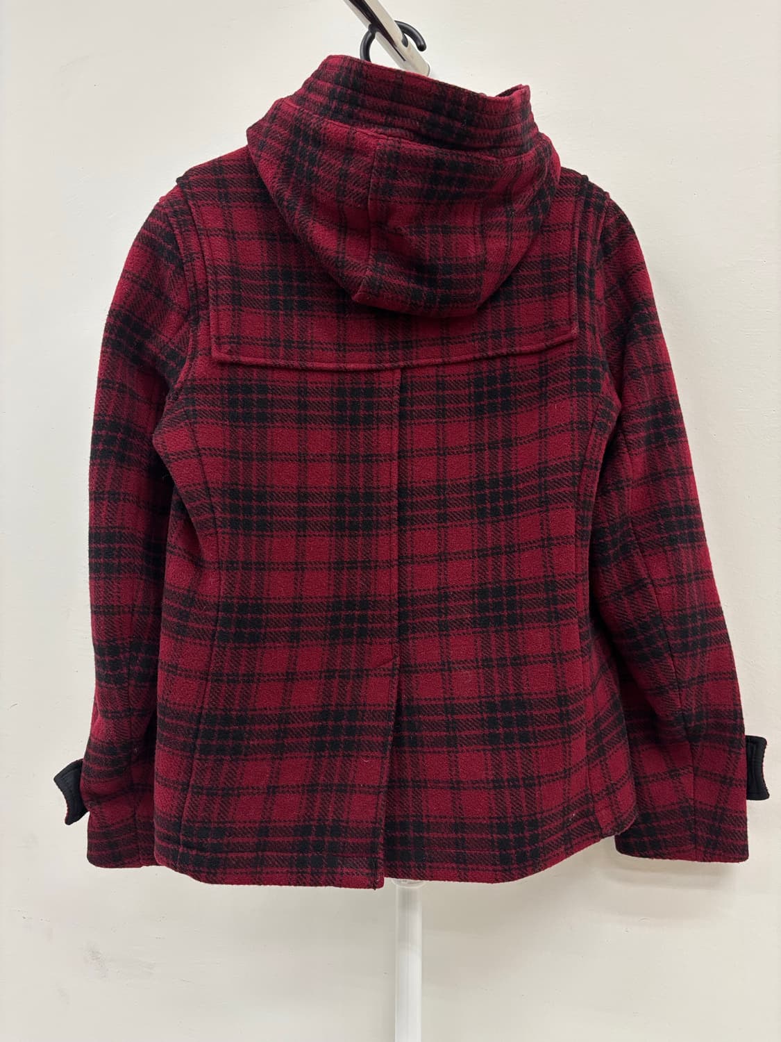 빈티지 레드 후드 더플 하프 울 코트 상품이미지5