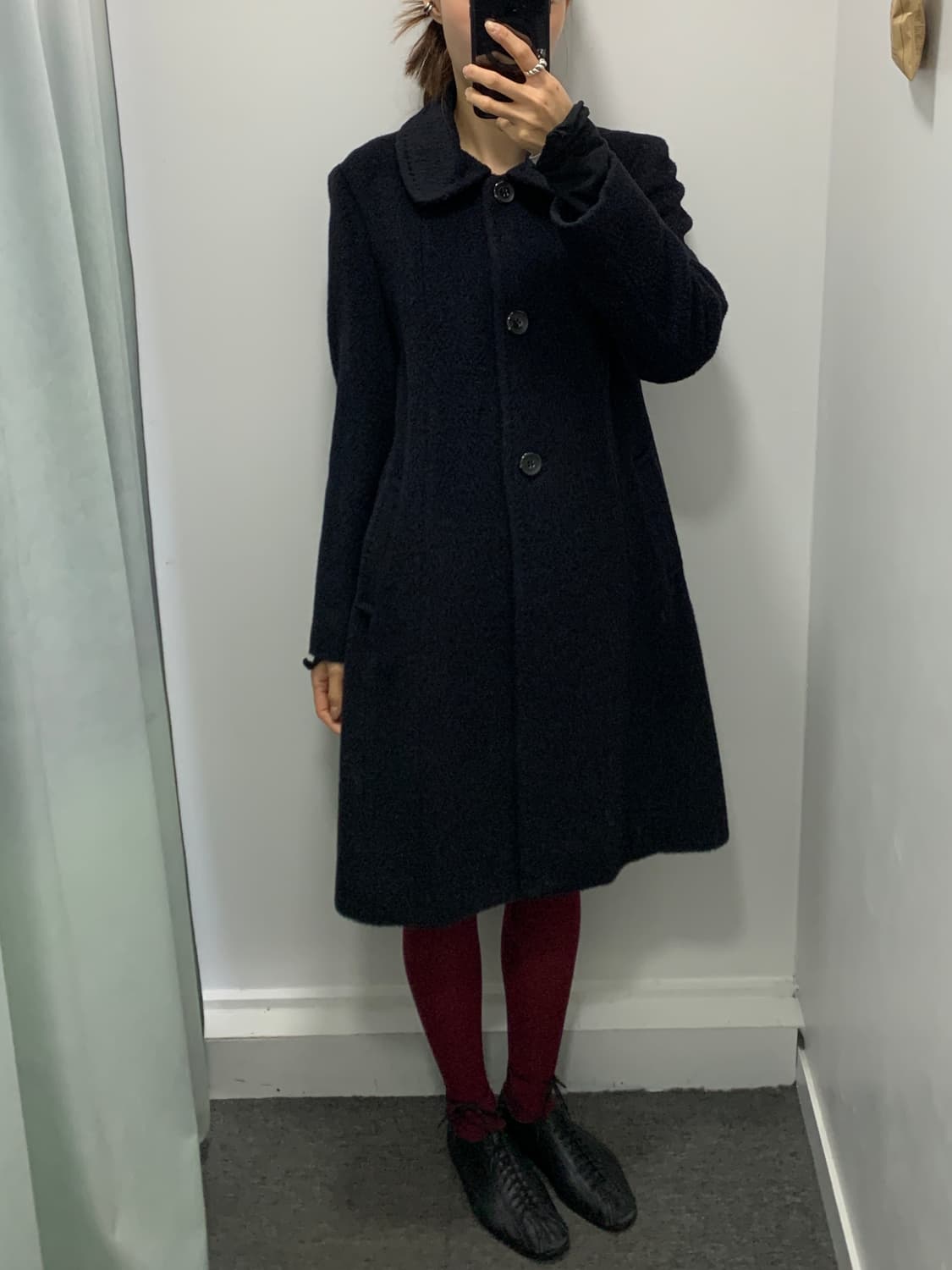 크로커다일 수리 알파카 블랙 롱코트 상품이미지4