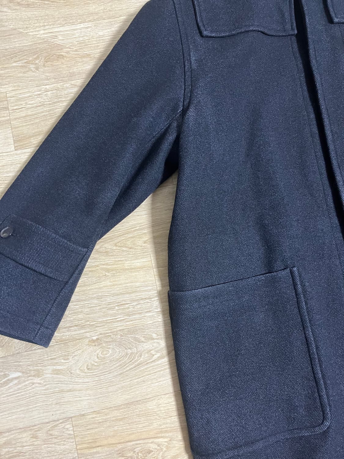 오라리 울 실크 멜튼 더플 코트 블랙 네이비 3사이즈 상품이미지3