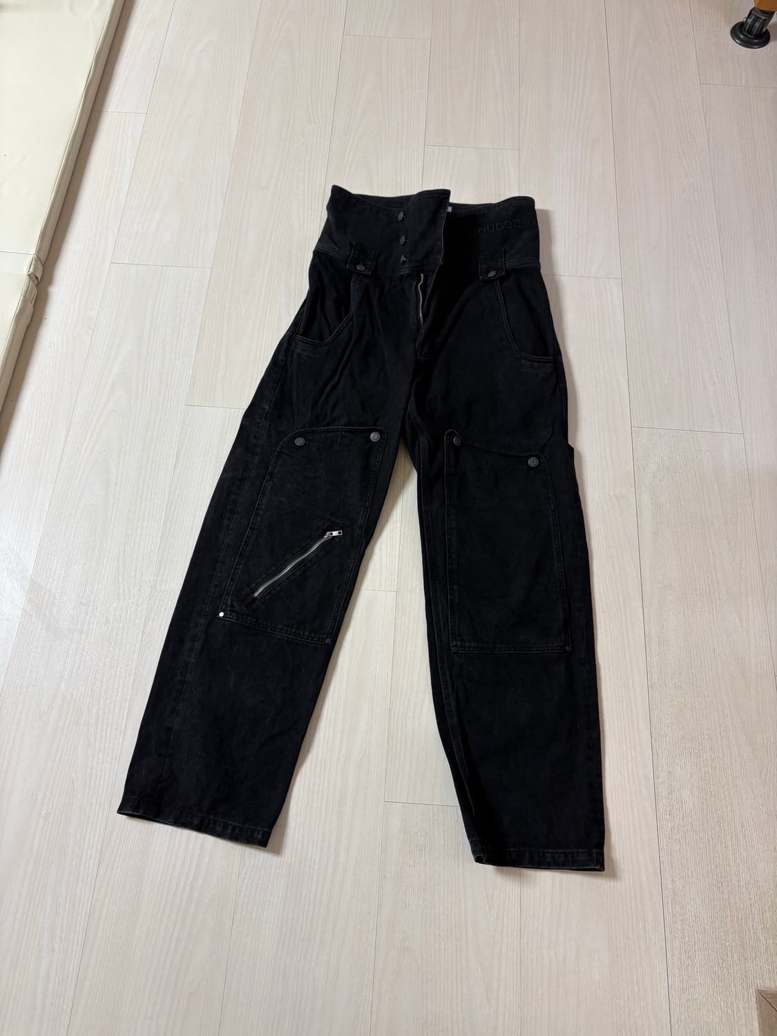 [M] PLASTICPRODUCT MPa 웨이브 지퍼 팬츠 블랙 상품이미지1