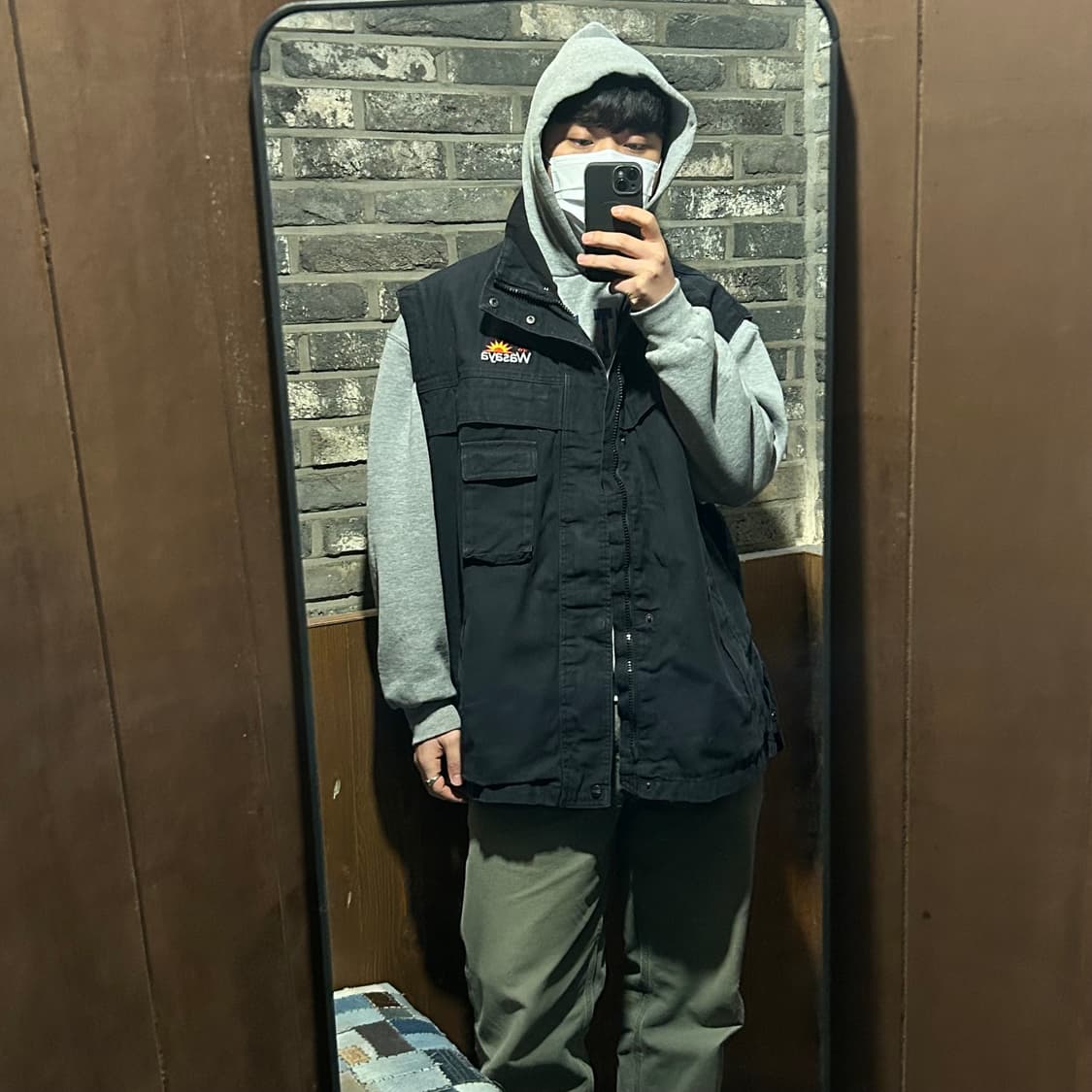 XL) DAKOTA x Wasaya 워크웨어 캔버스 베스트 블랙 상품이미지9