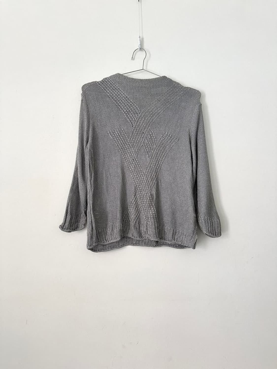 Grid net slim knit / grey 상품이미지1
