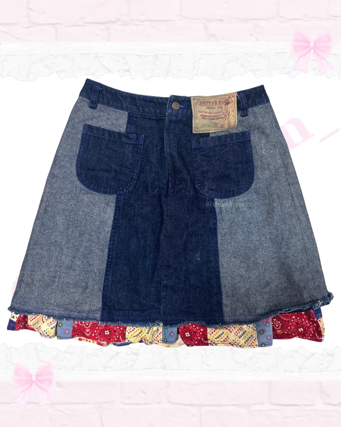 모리걸 패치워크 미디 청스커트 아오이유우 상품이미지2