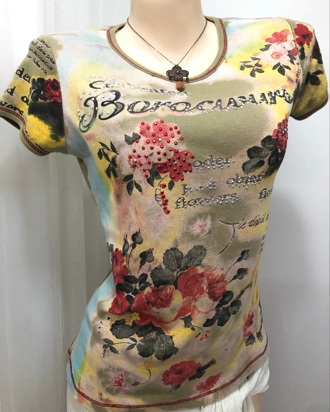 antique floral print cubic lettering tee 상품이미지5