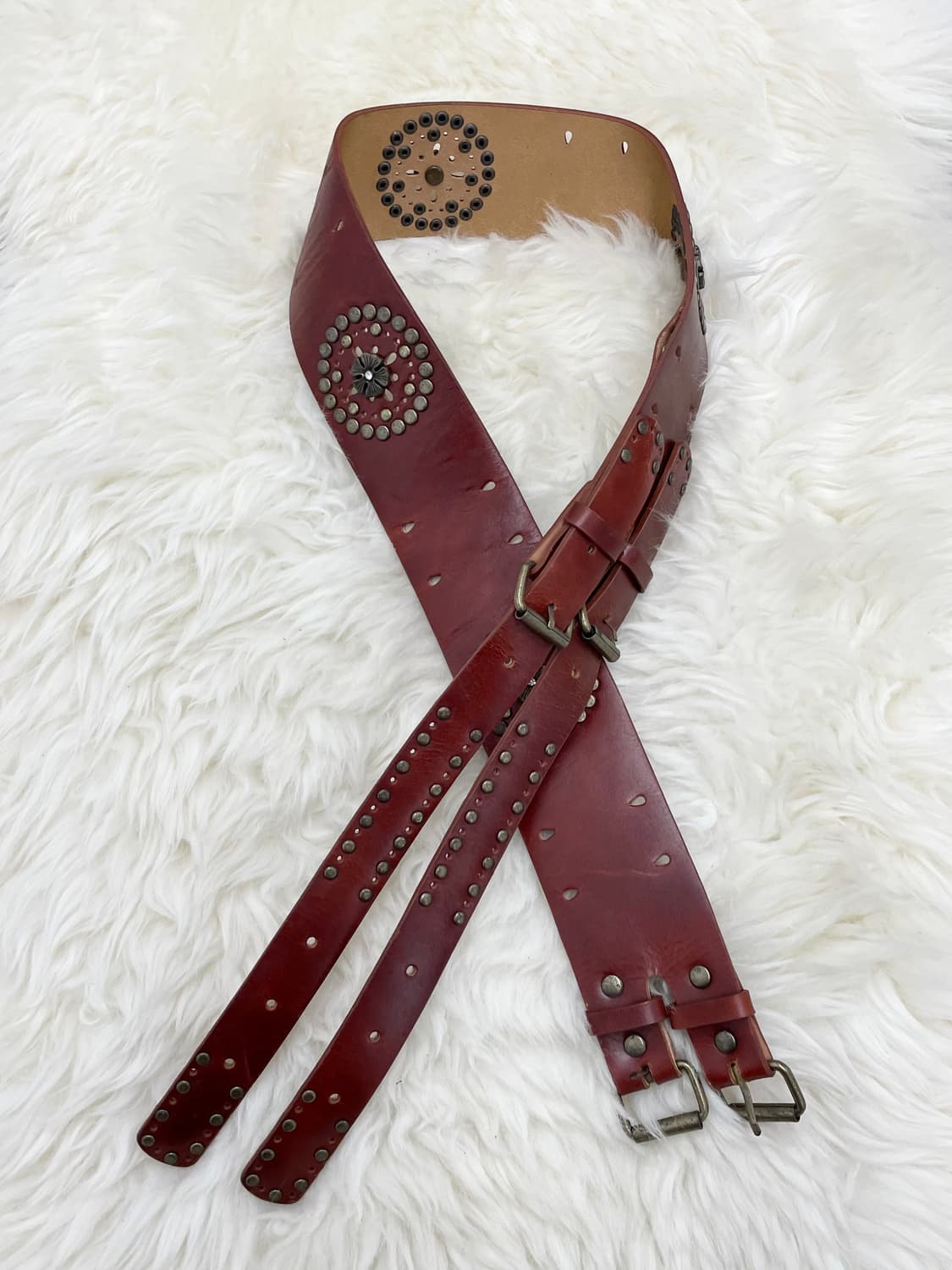 웨스턴 스터드 더블 펀칭 버클 벨트 상품이미지1