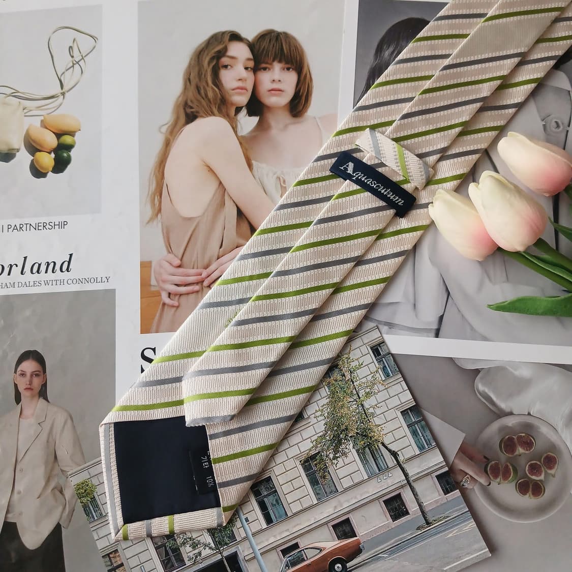 아쿠아스큐텀 실크 스트라이프 넥타이 9.3cm A등급 A19123
 상품이미지4