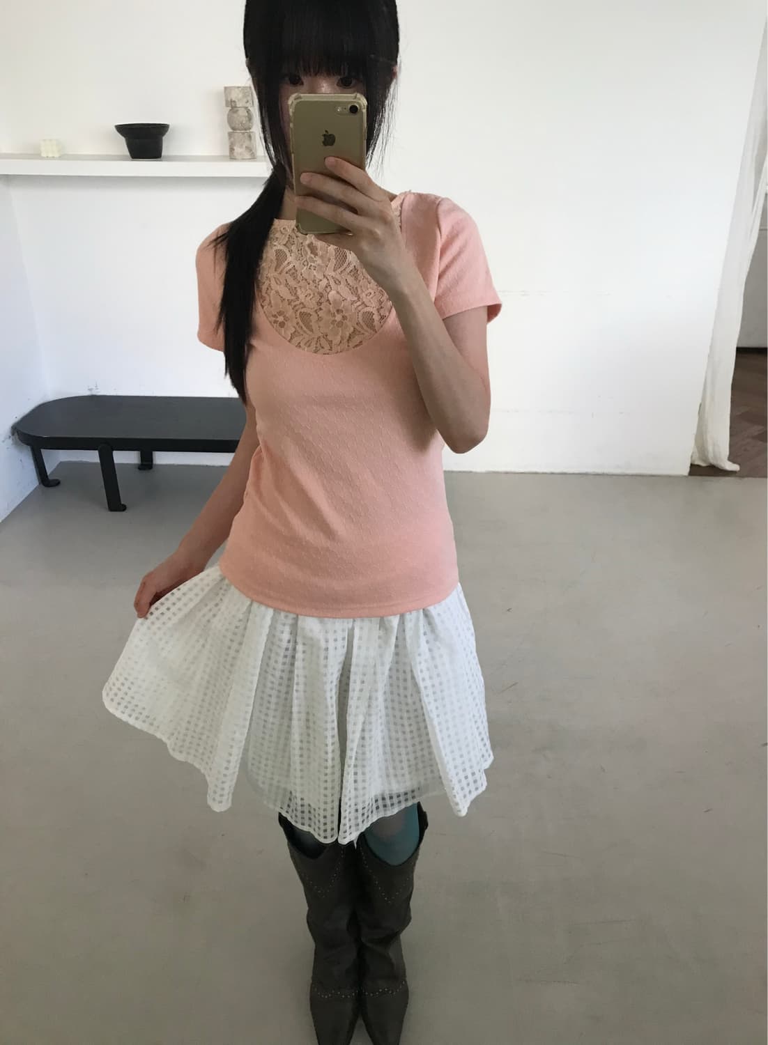 vintage peach lace top 상품이미지2