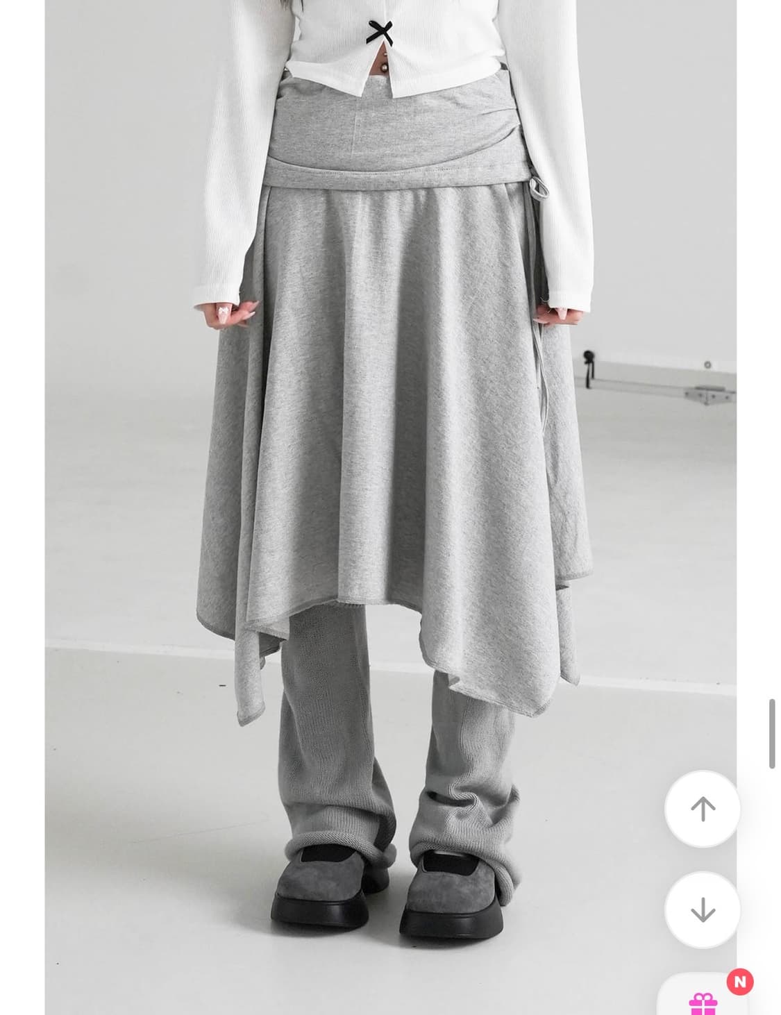 바이너리원 쥬얼 언발 미디 스커트 그레이  상품이미지6