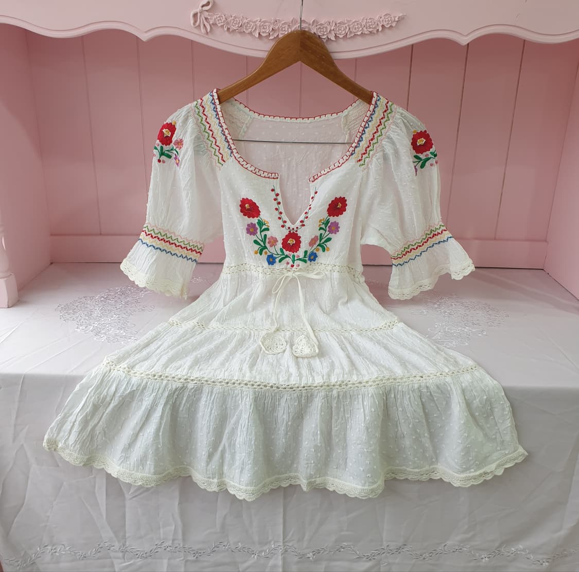 플라워 자수 코튼 원피스 상품이미지1