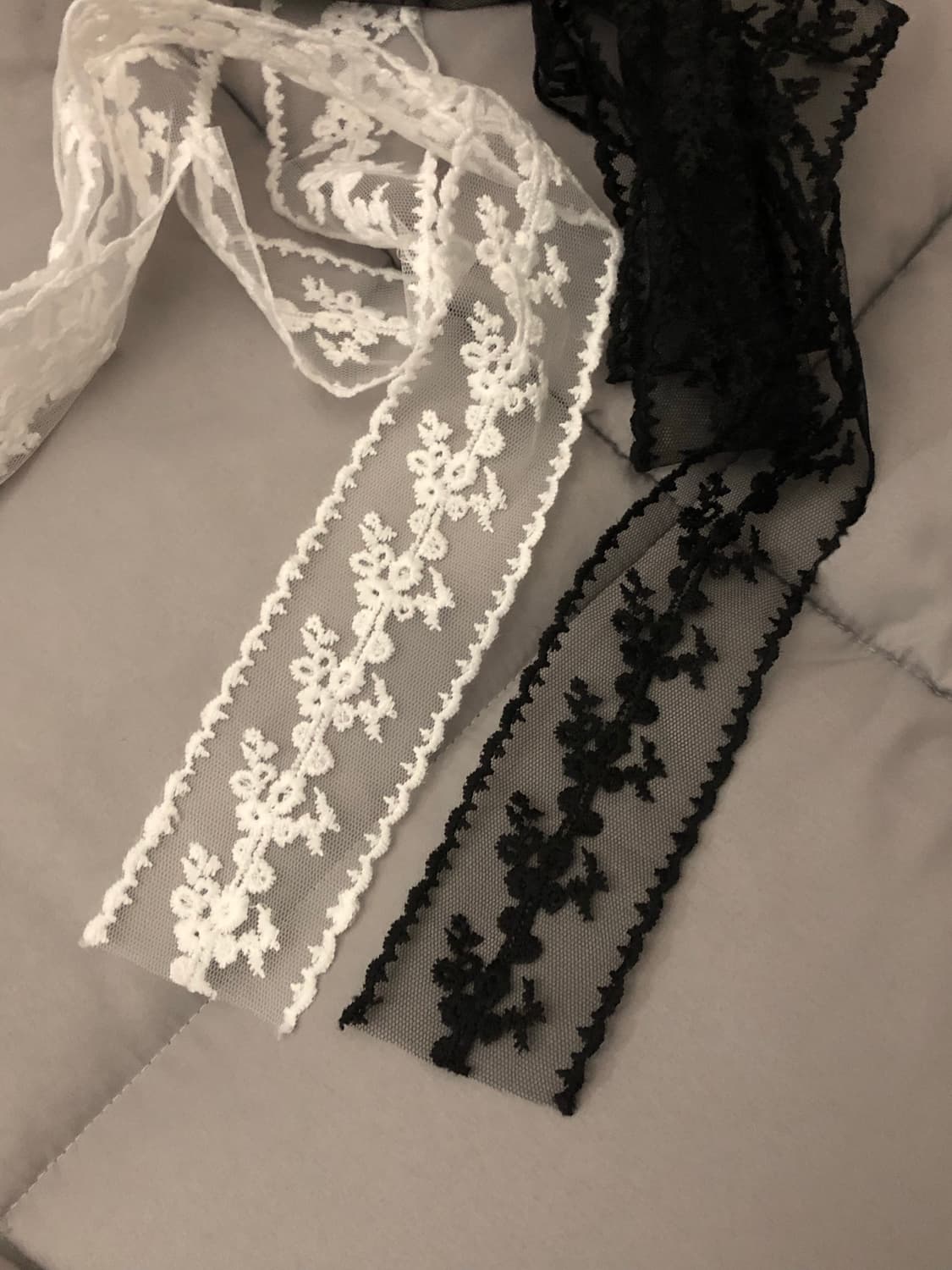 레이스 스카프 화이트/블랙 상품이미지2