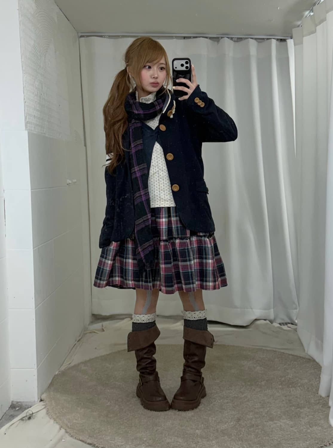 네이비 너드 모리걸 하구미 원피스 코디세트 상품이미지1