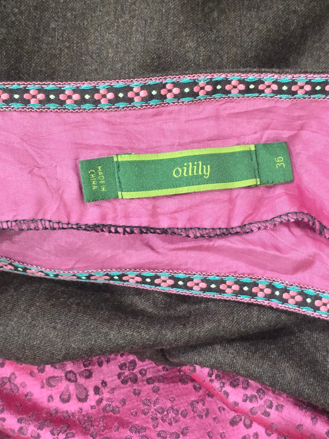 오일리(OILILY) 브라운/핑크 플라워 패턴 롱 스커트 상품이미지2