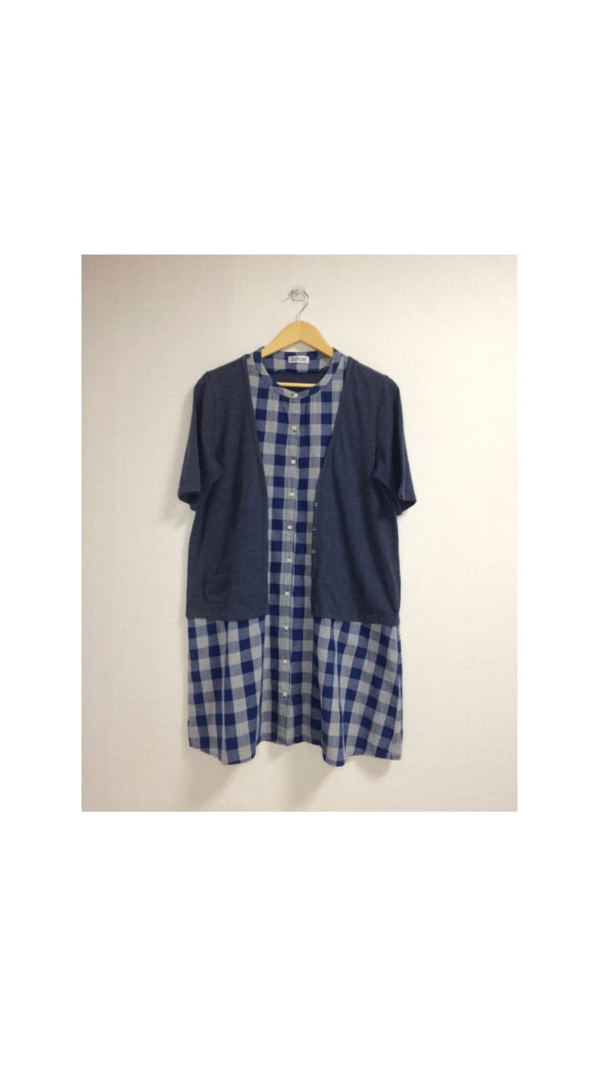 빈티지 네이비 체크 튜닉 상품이미지1