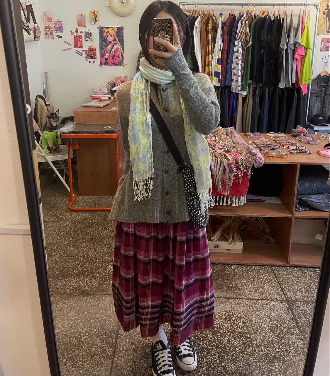 그레이 배색 가디건 [무배] 상품이미지2