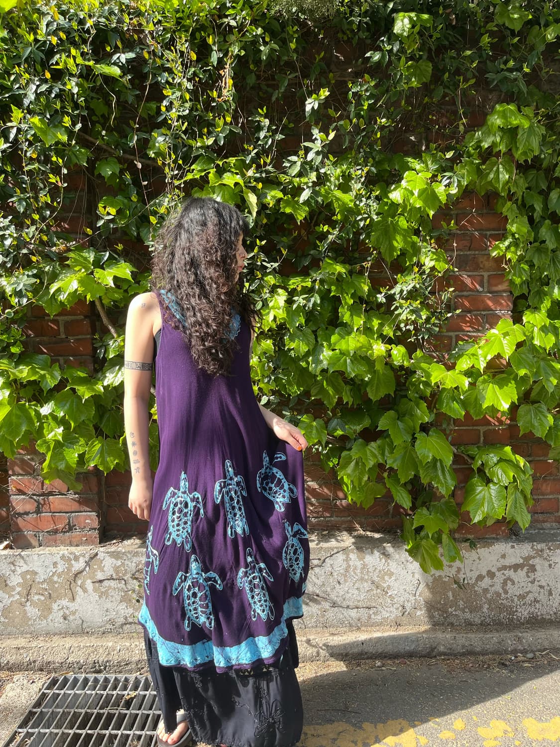 바다 거북이 자수 미디 원피스 상품이미지3