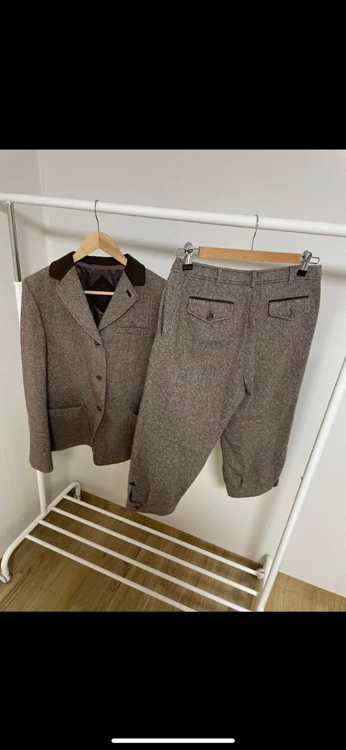 비꼴리끄 헤링본 브라운 자켓 팬츠 원피스 셋업 하객룩 승마복 라보빈티지 상품이미지9