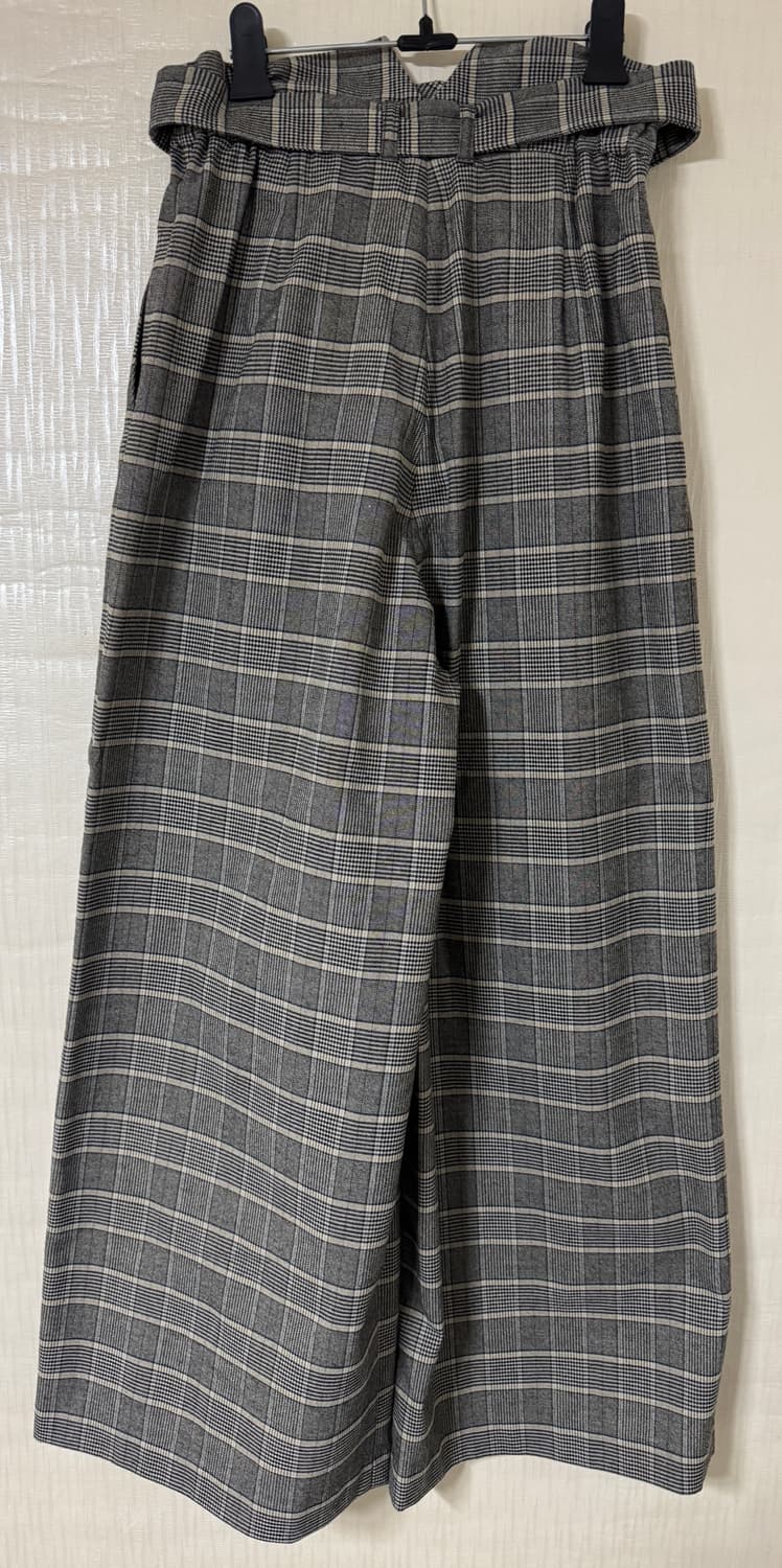 KBF 체크 와이드 벨티드팬츠 상품이미지3