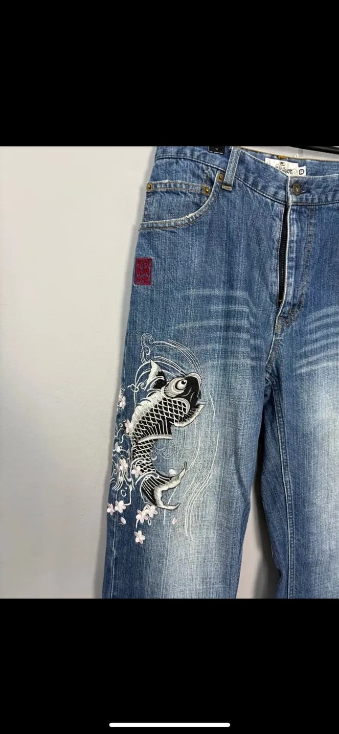 카라쿠리 자수 오리엔탈 데님 팬츠 H1552 상품이미지5