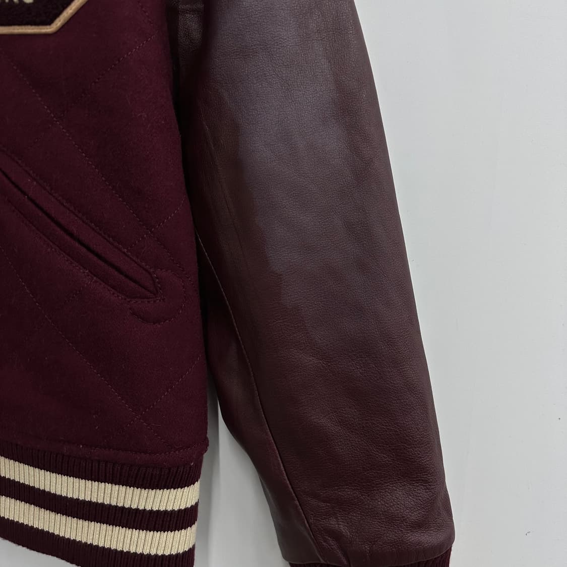 100 후아유 남자 리얼레더 울 바시티 자켓 상품이미지7