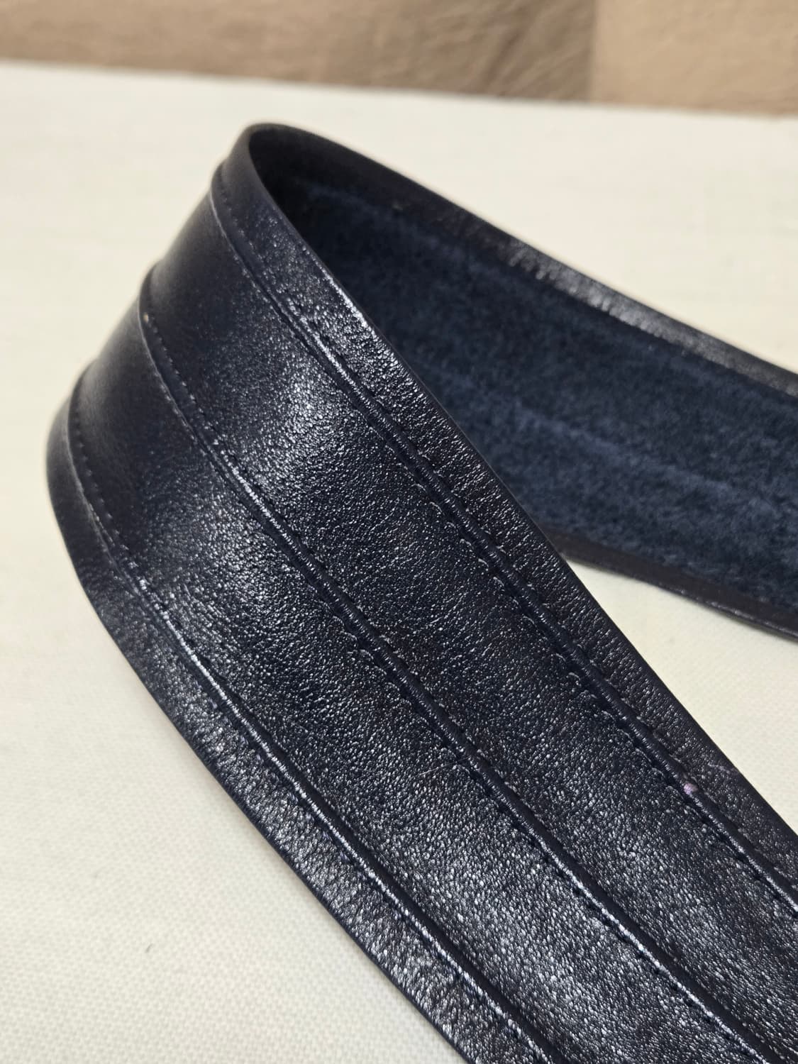 Deep navy tone real leather wide belt. 상품이미지7