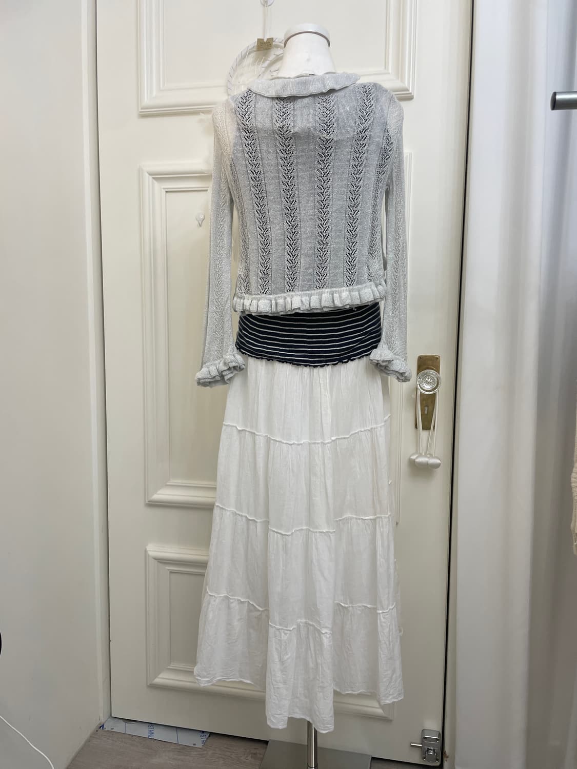 navy&gray ruffle crochet lovely mori set 상품이미지3