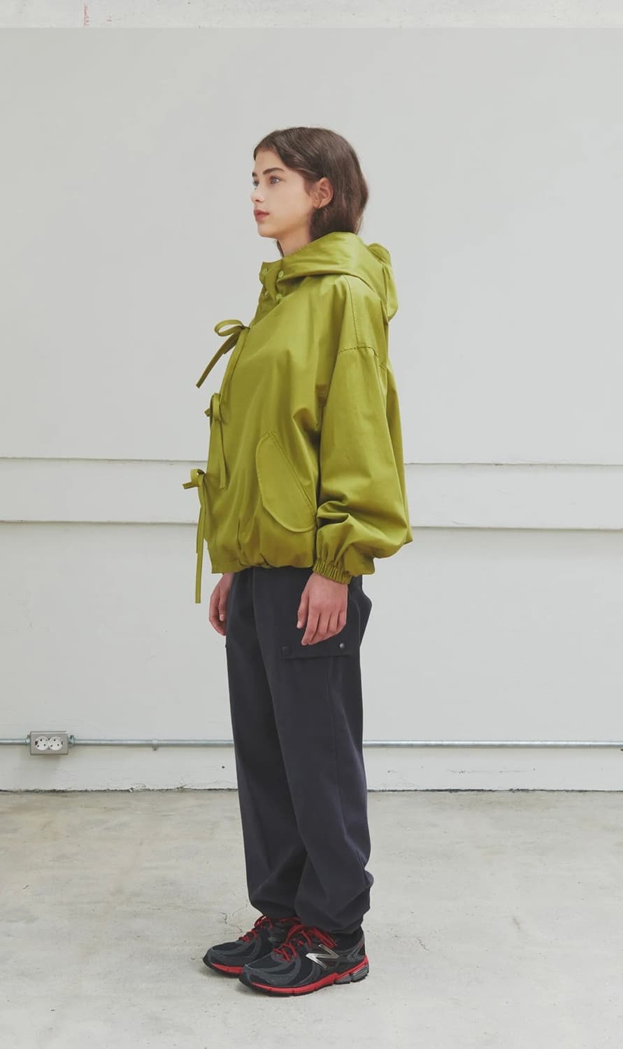 페스토 Pesto 리본 후드 자켓 올리브 ribbon hood olive 상품이미지3