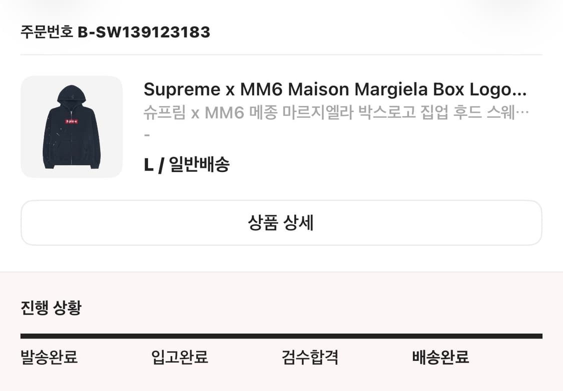 슈프림 마르지엘라 후드집업 네이비  L 실착 1회 상품이미지1