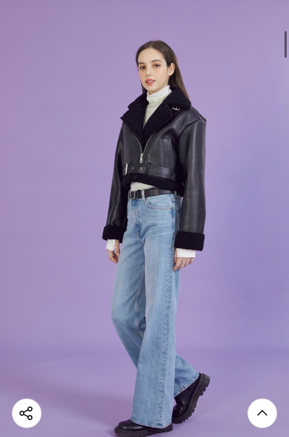 콜릿 벨트 크롭 무스탕 플리스 자켓 상품이미지2