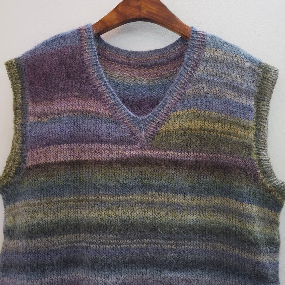 모헤어 멀티컬러 그라데이션 브이넥 니트조끼 베스트 일본빈티지 상품이미지3