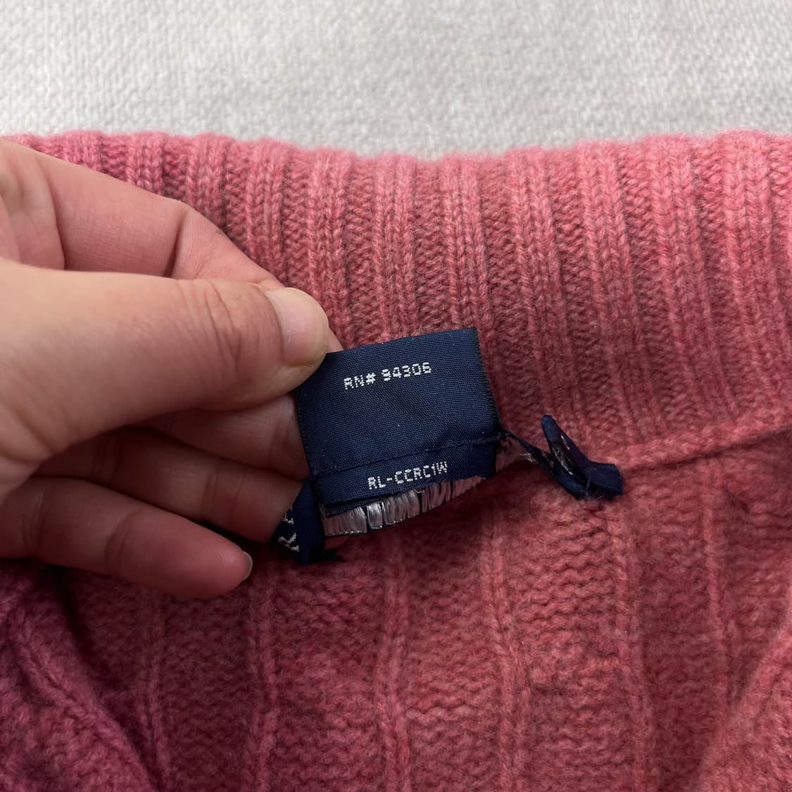 W 90 폴로랄프로렌 꽈배기 카라넥 핑크 가디건 상품이미지3