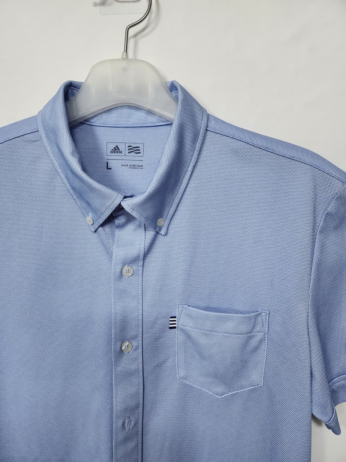 아디다스 골프  기능신축성 블루 반팔 셔츠 100 L 새제품급 상품이미지3