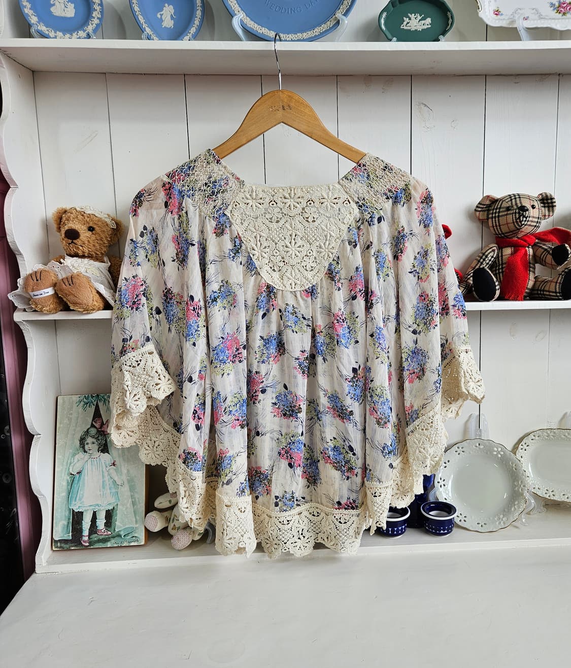 0327플라워 레이스 케이프 블라우스 상품이미지7