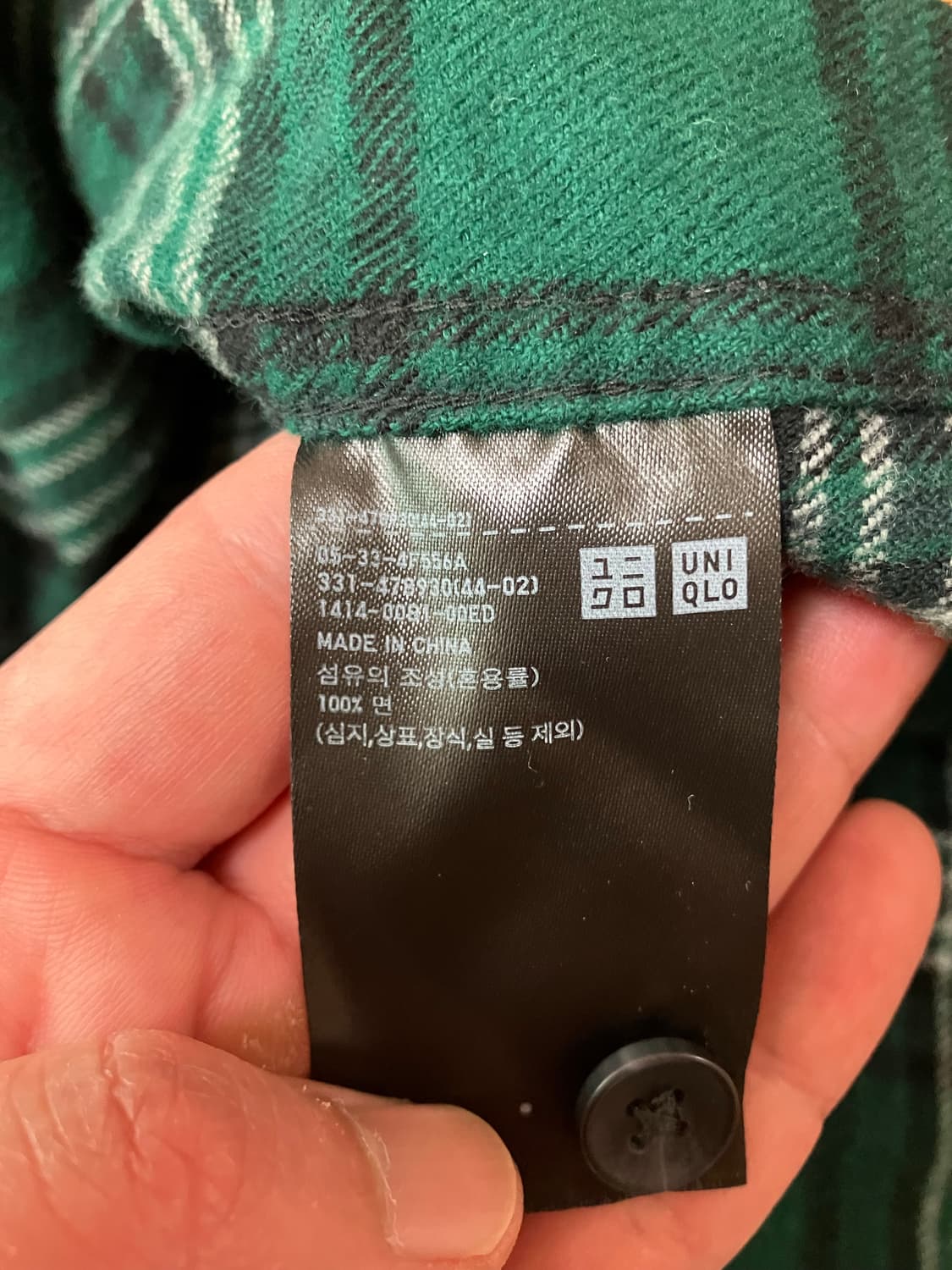 유니클로 플란넬 체크 셔츠 그린 3XL 상품이미지4