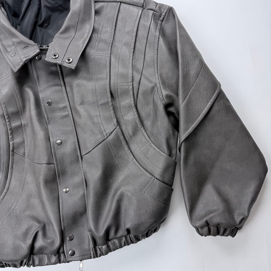 Leather 크롭 봄버 자켓 상품이미지5