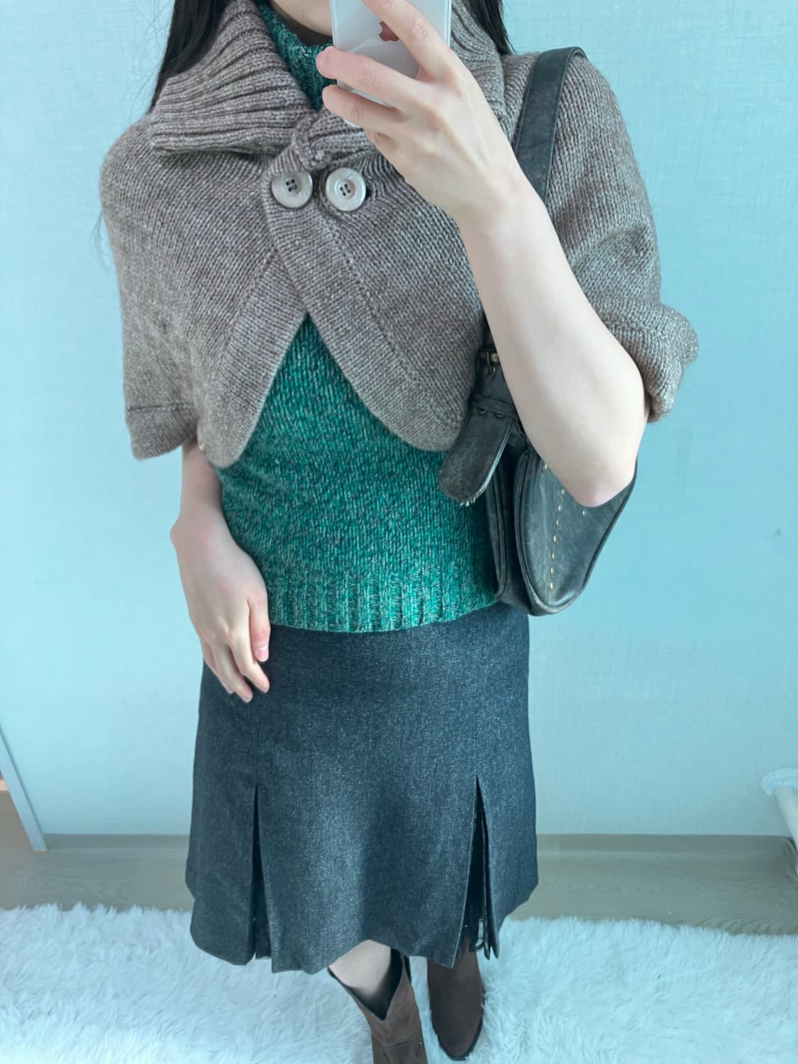 jpn vintage 브라운 케이프 y2k 스트릿 갸루 펑키  상품이미지4