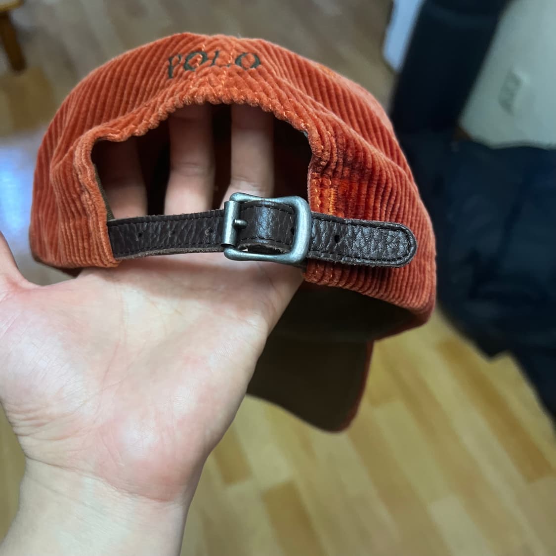 폴로 랄프로렌 오렌지 코듀로이 가죽스트랩 볼캡 상품이미지3