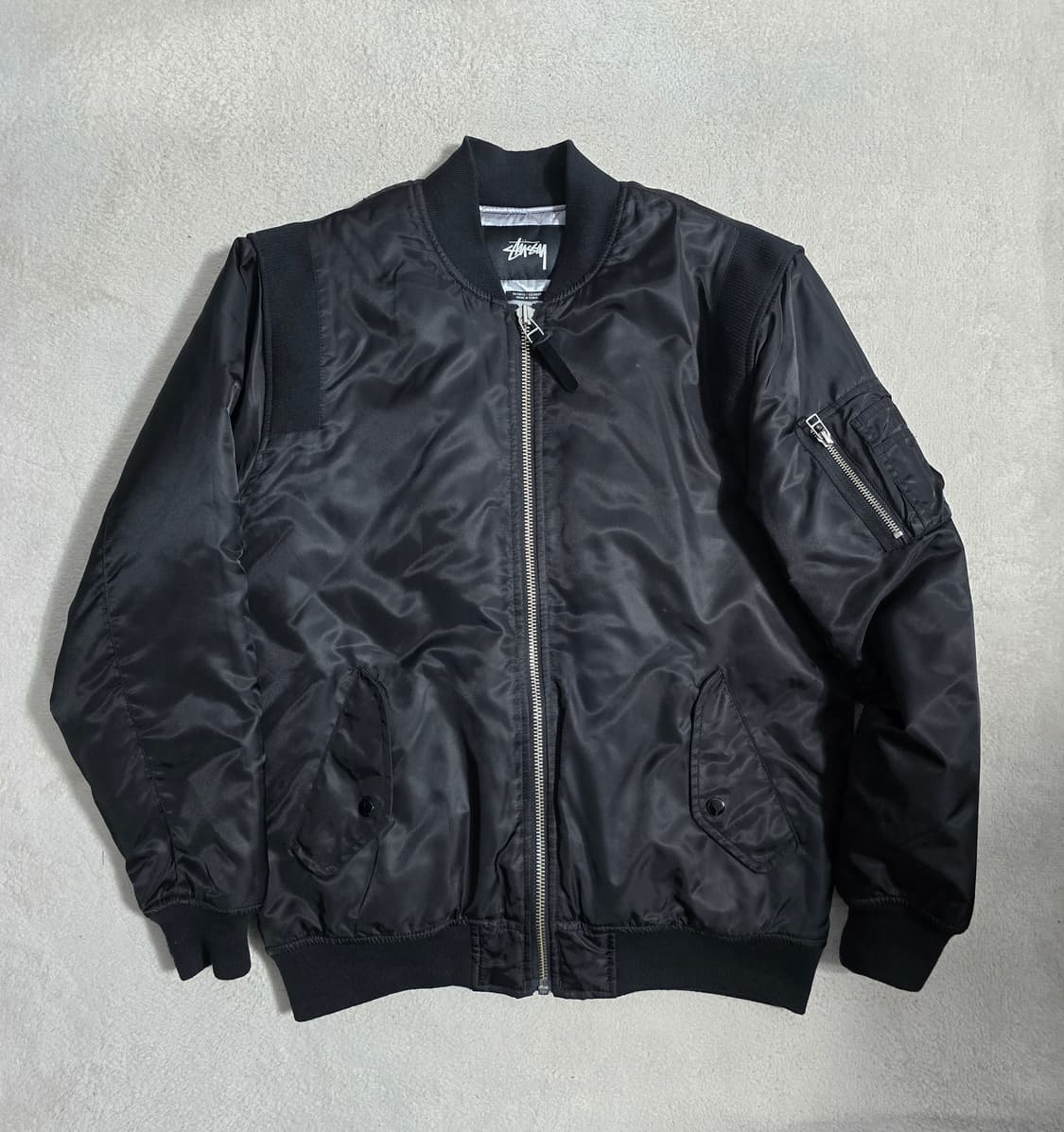 스투시 Stussy 왁스드 봄버 항공자켓 블랙 상품이미지1