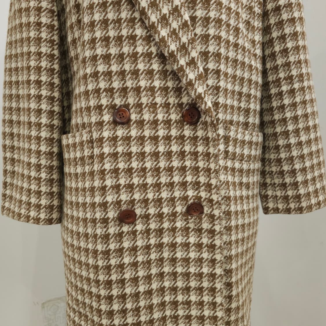 울 하운드투스 체크 더블버튼 클래식 롱코트 상품이미지5