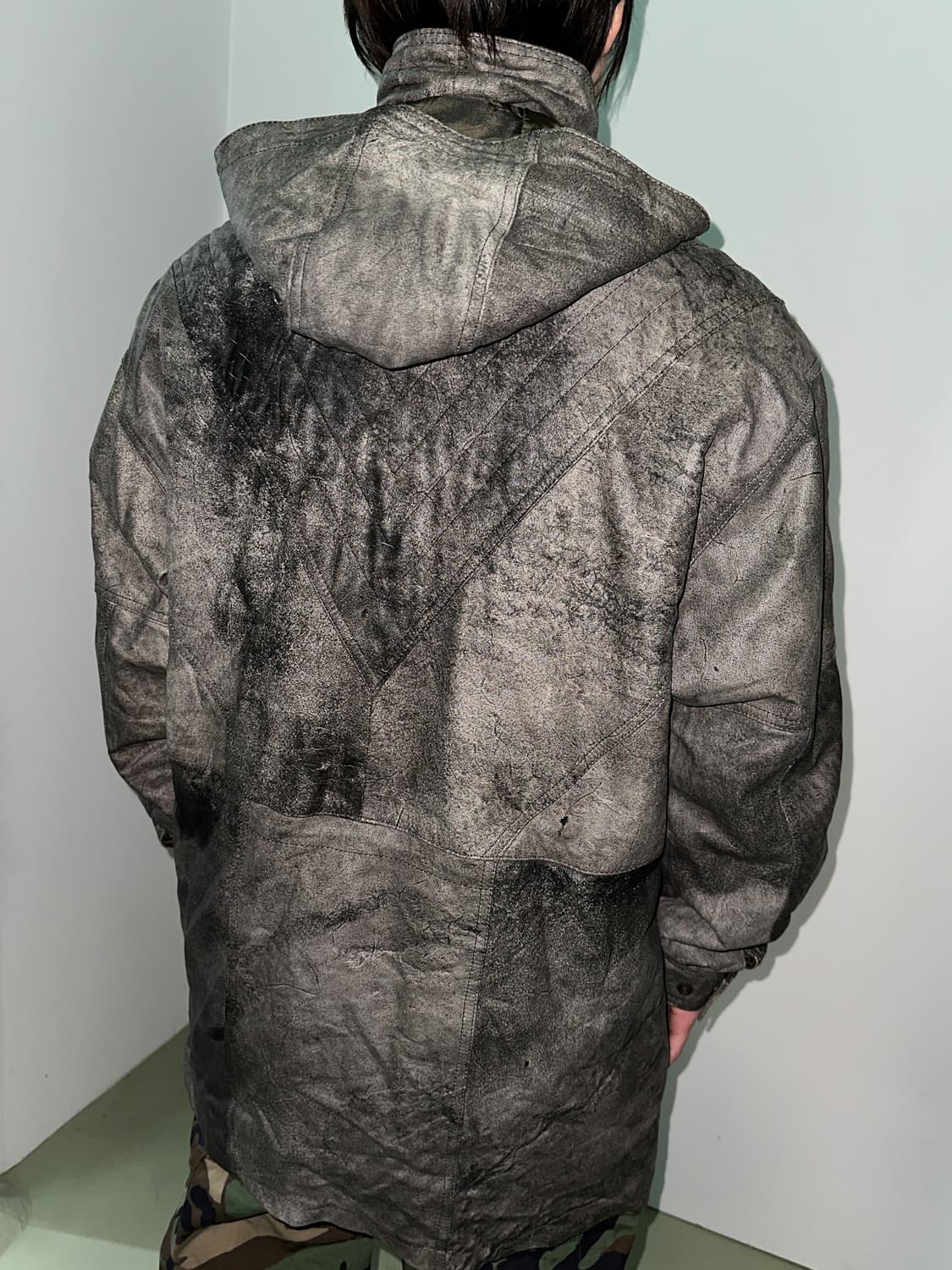 이베페 후드 더티 워시드 레더 사파리 자켓 상품이미지3