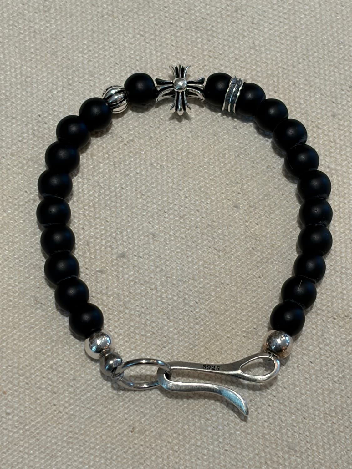 🖤 Silver Cross Onyx Bracelet  상품이미지3